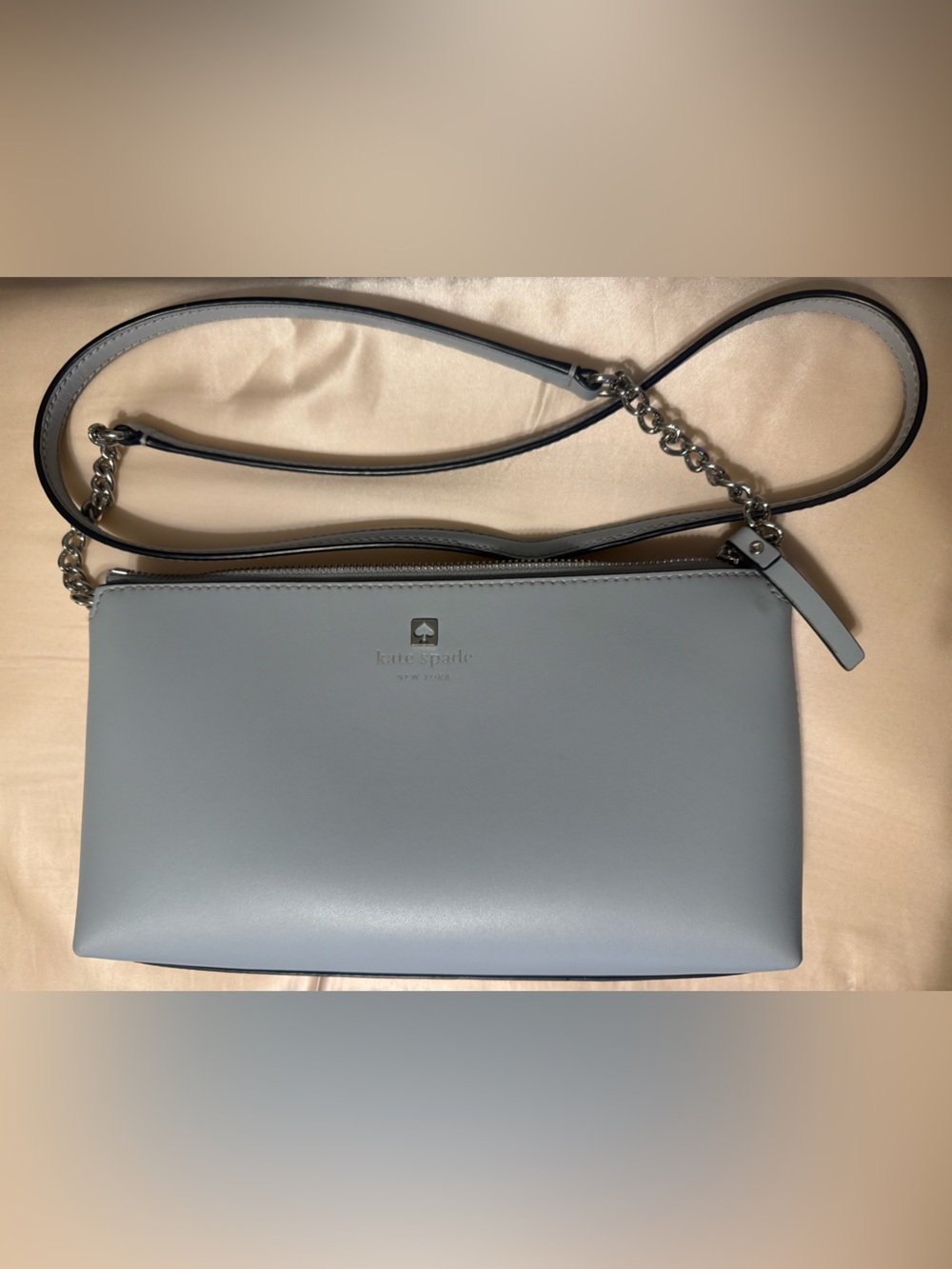 Kate Spade Powder Blue Leather Crossbody Bag with Chain Strap